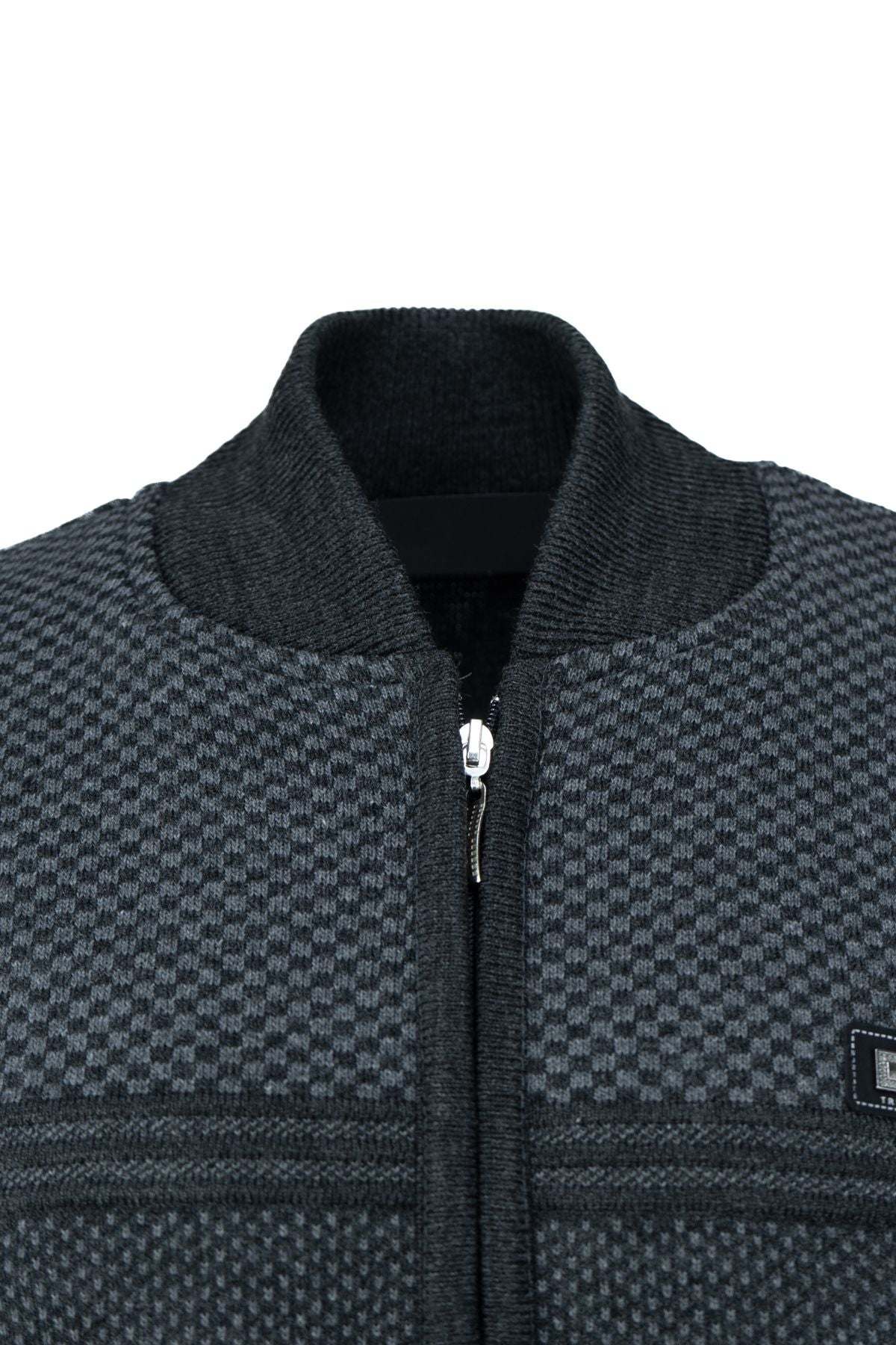 Erkek Kışlık Şık Yünlü Örme Triko Yelek Fermuarlı Cepli Armalı Hakim Yaka Rahat Klasik Model